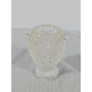 Vintage Daisy & Button Clear Pattern Glass 2 Knob Handled Toothpick Holder